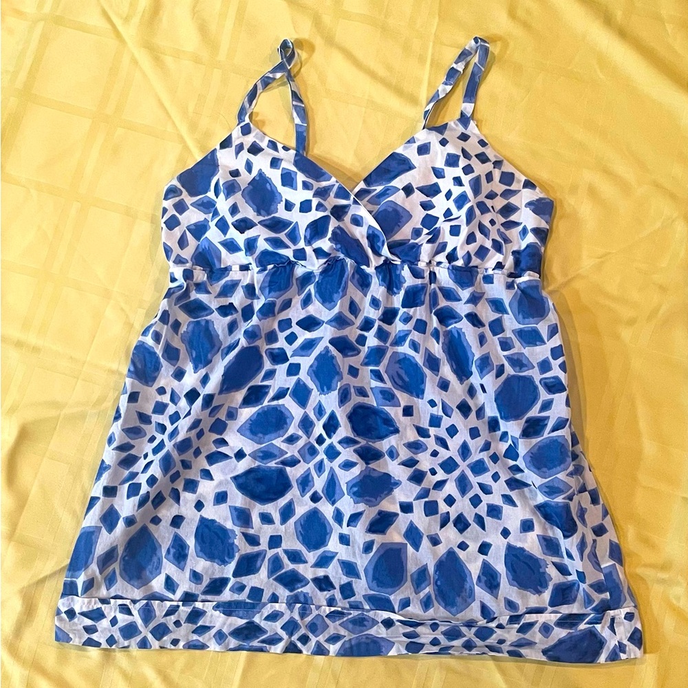 100% Cotton Blue and White Merona Tank Top size L